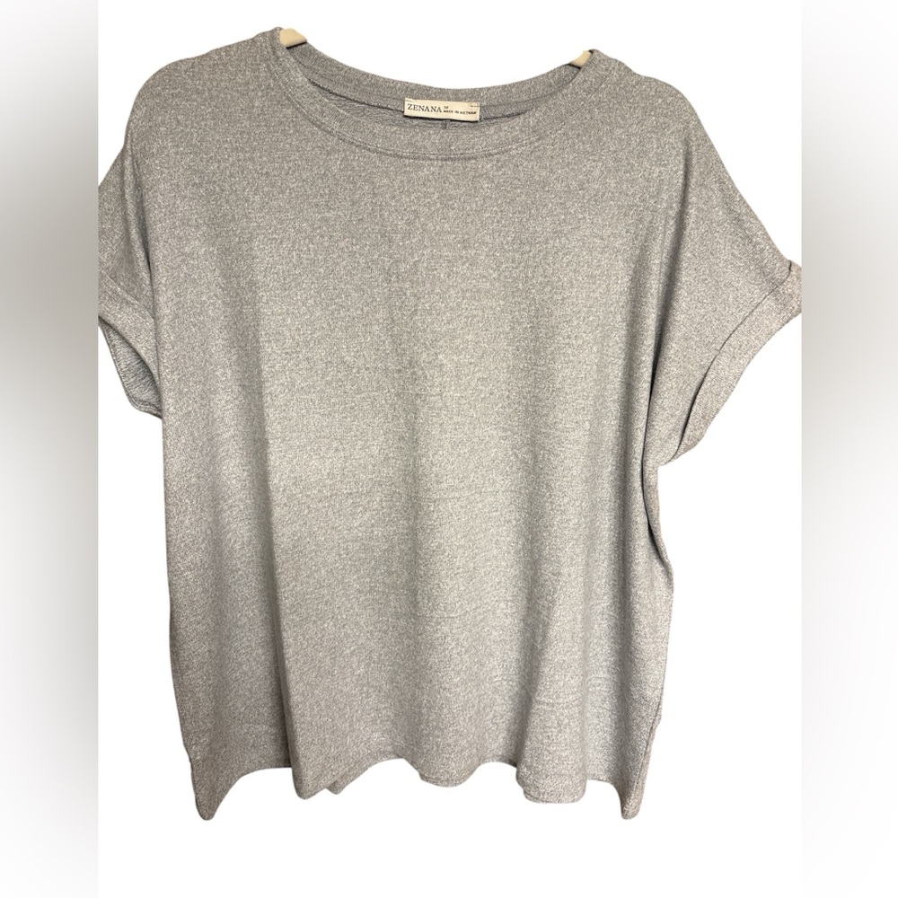 Zenana  Heather Gray Short Sleeve Top
